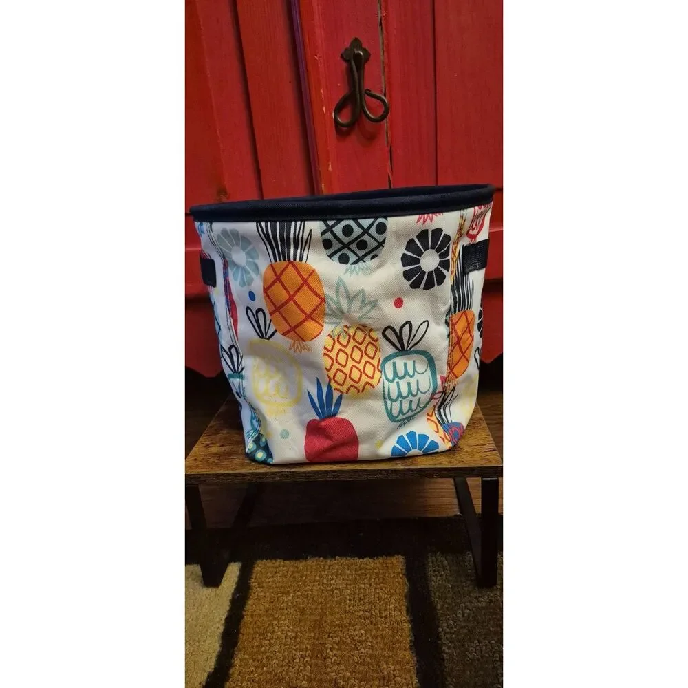 Thirty One 31 Lotta Colada Pineapples Round Mini Storage Bin Bright Colors EUC